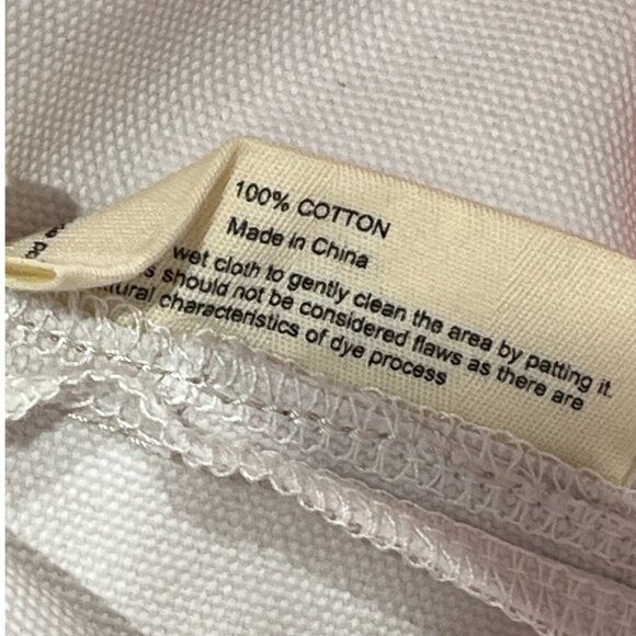 MIMISH White Storage Bin Round Canvas 100% Cotton With Zipper & Handles - Picture 6 of 8